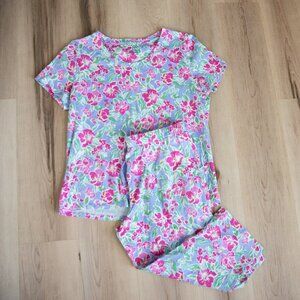 Sleep Sense Floral Pajama Set Size Medium Soft Lounge Set